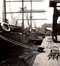 Big Ship Docked Sailboat Original Photo Vintage Photograph Antique picture