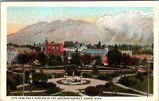 Ogden UT-Utah, City Park, Portion Business District, c1925 Vintage Postcard picture