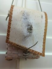 VTG Native American Handmade white birch bark Purse Strap Is Leather picture