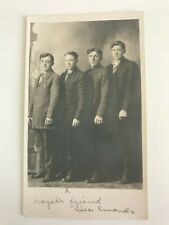 Postcard RPPC Real Photo Portrait Four Brothers in Suits c1910's Posted picture