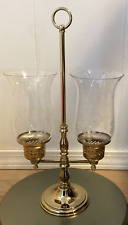 Princess House Candelabra Double Candle Holder & Glass Sconces Brass Toned 16