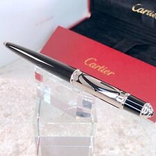 Cartier Ballpoint Pen Diabolo Logotype Black Silver w/Case&Papers picture