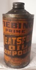 Fiebings Neatsfoot Oil Compound Can Paper Label Vtg Antique Advertising Cone Top picture