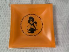 THE PLAYBOY CLUB Square Orange Vintage 1960's Glass Ashtray Playboy Bunny Model picture