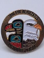 1990 Fur Rendezvous Anchorage Alaska Bald Eagle Totem Pole Pin picture
