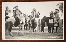 VTG 1950s RPPC Postcard Native American Crow INDIANS OF MONTANA Horseback picture