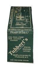 Vintage Matchbook Cover Tubbert's Restaurant Syracuse NY NEW YORK Colonial House picture