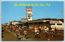 Bicycling On Boardwalk Wildwood By The Sea New Jersey NJ Ocean Center Postcard picture