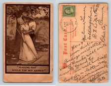 Making Hay While the Sun Shines Postcard 1909 Ullman Kissing Couple Divided Back picture