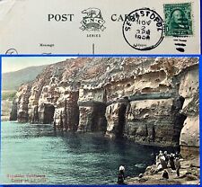 CAVES AT LA JOLLA, CALIF ~ postcard~ 1908  B. Franklin stamp  picture