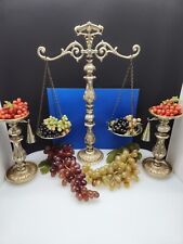 Vtg Dilly Balancing Justice Scales Matching Candle Holders Fake Grapes picture