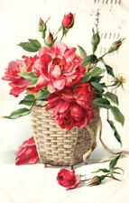 Vtg Postcard (Tuck's) Roses in a Basket Embossed Posted 1909 picture
