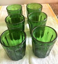 SET OF 6 VINTAGE HEAVY GREEN TUMBLER GLASSES picture
