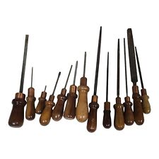 Vtg Mixed Lot 13pc Wood Handled Screwdrivers Unique Copper Sleeved Collection picture