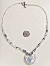 vintage classy dichroic glass heart crystal beads sterling silver necklace 43041 picture