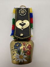 Vintage mini cowbell souvenir . Eastern Europe. Multicolor Fringe,  edelweiss picture