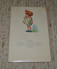 A/S TWELVETREES VTG PC SAD LITTLE GIRL BIG RED BOW picture