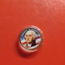 COLORIZED 2-sided 2007 Washington  Presidential $1 Dollar US President Coin picture