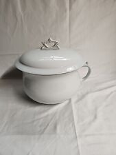 Wheeling Pottery Chamber Pot with Lid & Handle White Granite  picture