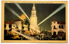 Premiere Night Carthay Circle Theater Beverly Hills CA Cars 1943 Linen Postcard picture