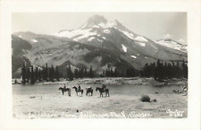 Horse Riding Jefferson Park Mt. Jefferson Oregon 1940s Christian RPPC Postcard picture