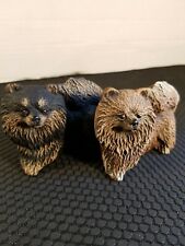 Pomeranian Ceramic Figurines Dogs Set of Two Collectable High Detail picture