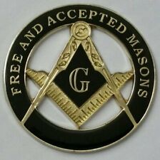New Masonic Free and Accepted Masons Cut Out Car Emblem in Black and Gold picture