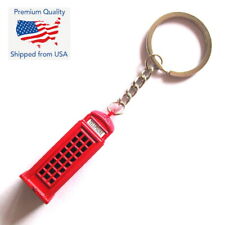 London Red Telephone Box Kiosk Booth British Key Chain Charm Pendant Keychain picture