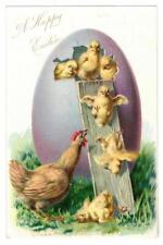 A Happy Easter Mom And Baby Chicks. Embossed Tuck's Post Card. Posted picture