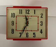 Vintage 50s General Electric Red Kitchen Wall Clock Telechron Model 2H108S Works picture