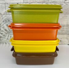 Tupperware 4 Vintage 1362 Harvest Sandwich Keepers Square Away Storage & Handle picture