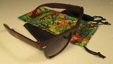 Bacardi Rum Folding Beach Party Sunglasses Plastic Faux Wood Compact Storage Bag picture