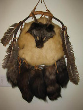 SOUTHWEST NATIVE AMERICAN RED/GREY FOX FACE TAILS TAXIDERMY MANDALA DREAMCATCHER picture