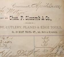 1880 Chas. P. Slocomb Co Hardware Billhead Receipt Cincinnati OH 1800s Ephemera picture