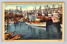 San Francisco CA-California, Purse Seiners Preparing, Antique Vintage Postcard picture