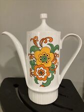 Vintage Kahla Germany Retro Floral Design Porcelain Teapot With Lid, MCM Colors picture
