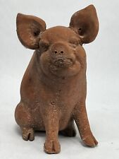 Sitting Pig Hand Crafted Clay Pottery Rustic Brown MX Made In Mexico 9” picture