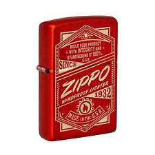 Zippo Pocket Lighter Metallic Red It Works Design Brass Material Windproof 48620 picture