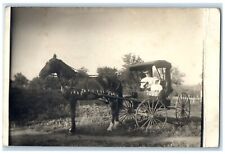 c1910's Mother And Daughter Riding Horse Carriage RPPC Photo Antique Postcard picture