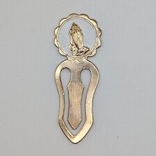 Vintage Praying Hands Medal Bookmark, Brass, 2 inches picture