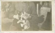 Antique RPPC Real Photo Postcard Woman Holding Kittens in Lap Natalia Kimball IA picture