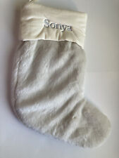 POTTERY BARN plush stocking ivory SONYA mono 2021 Medium S1 picture
