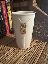 Starbucks 2015 White Gold Zipper Ceramic Tumbler Coffee Mug Gold NO LID 10 FlOz picture