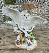 Lenox Snowy Owl Open Wings on Winter Branch 2003 Garden Bird Collection 5.25