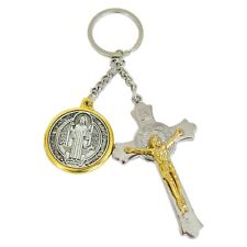 Llavero de San Benito Medalla y Cruz / St Benedict Key Chain With Medal & Cross picture