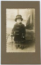Antique Photo in folder - Very Cute Little Girls Wearing Winter Coat & Hat picture