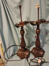 Two Vintage 23 Inch Tall Double Light Metal Table Lamps For PARTS OR REPAIR picture