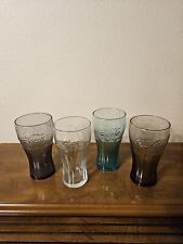 Coca Cola McDonald's Vintage Glasses..Lot Of 4..Purple/Clear/Green/Brown picture