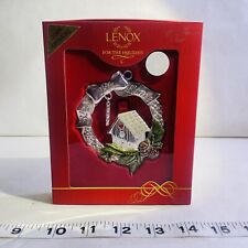 Lenox 2009 Annual BLESS THIS HOME House Silver Plated Wreath Christmas Ornament picture