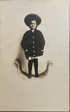 RPPC Cute Little Girl Standing on Wicker Bench Antique Real Photo Postcard c1910 picture